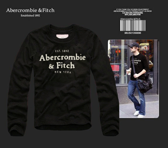 Abercrombie Fitch Hombres De Cuello Redondo Con Gente Fotos Largo Remera AF6162
